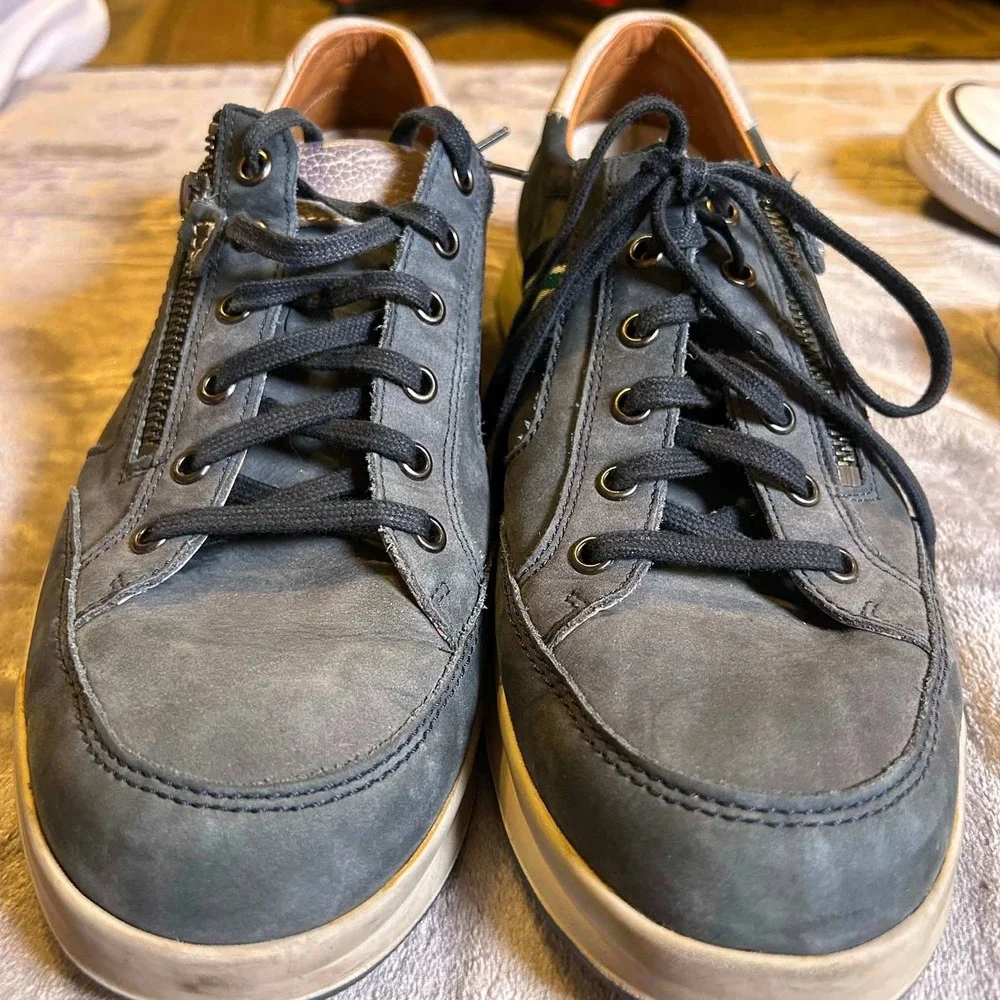 Mephisto Mens 8.5 Navy Suede Side Zip Sneakers Shoes Lisandro
